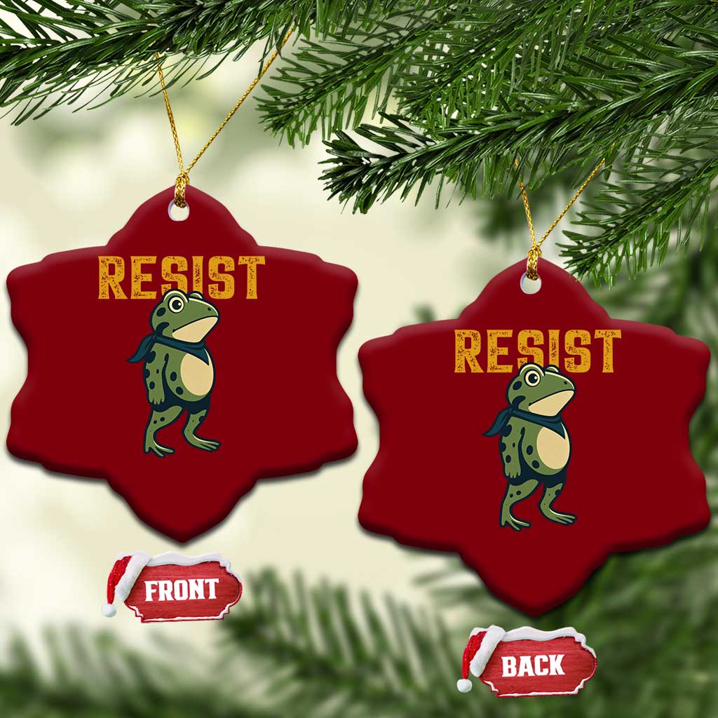 Resist Frog Protest Ceramic Ornament Free Portland Political Satire - Wonder Print Shop