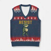 Resist Frog Protest V-Neck Knit Sweater Vest Free Portland Political Satire - Wonder Print Shop