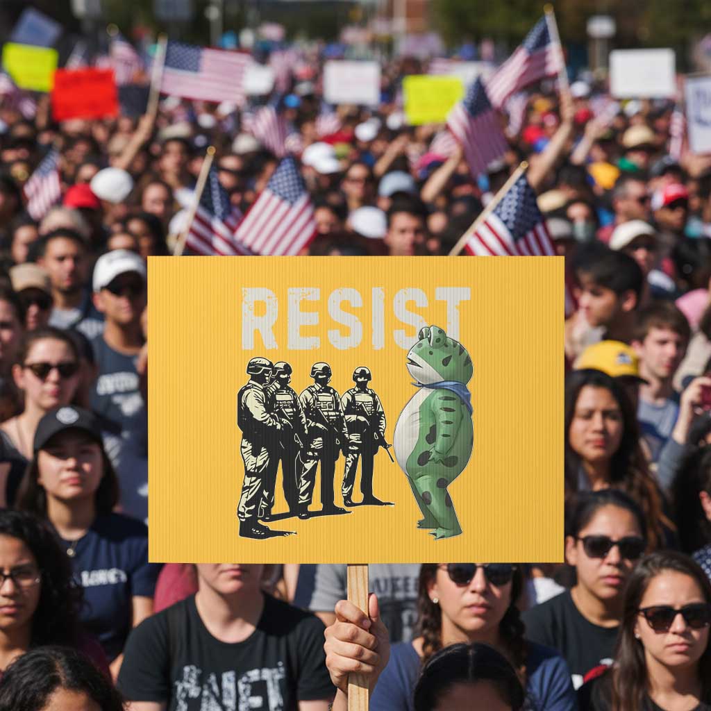 Resist Frog Protest Sign Inflatable Animal Protest Free Portland - Wonder Print Shop