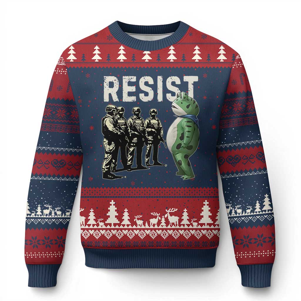 Resist Frog Ugly Christmas Sweater Inflatable Animal Protest Free Portland - Wonder Print Shop