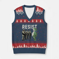 Resist Frog V-Neck Knit Sweater Vest Inflatable Animal Protest Free Portland - Wonder Print Shop