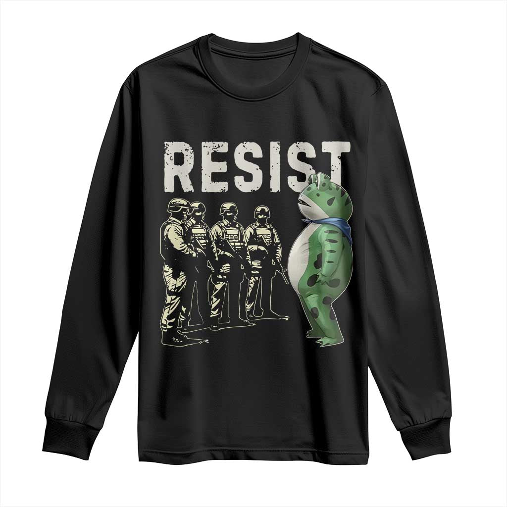 Resist Frog Long Sleeve Shirt Inflatable Animal Protest Free Portland - Wonder Print Shop