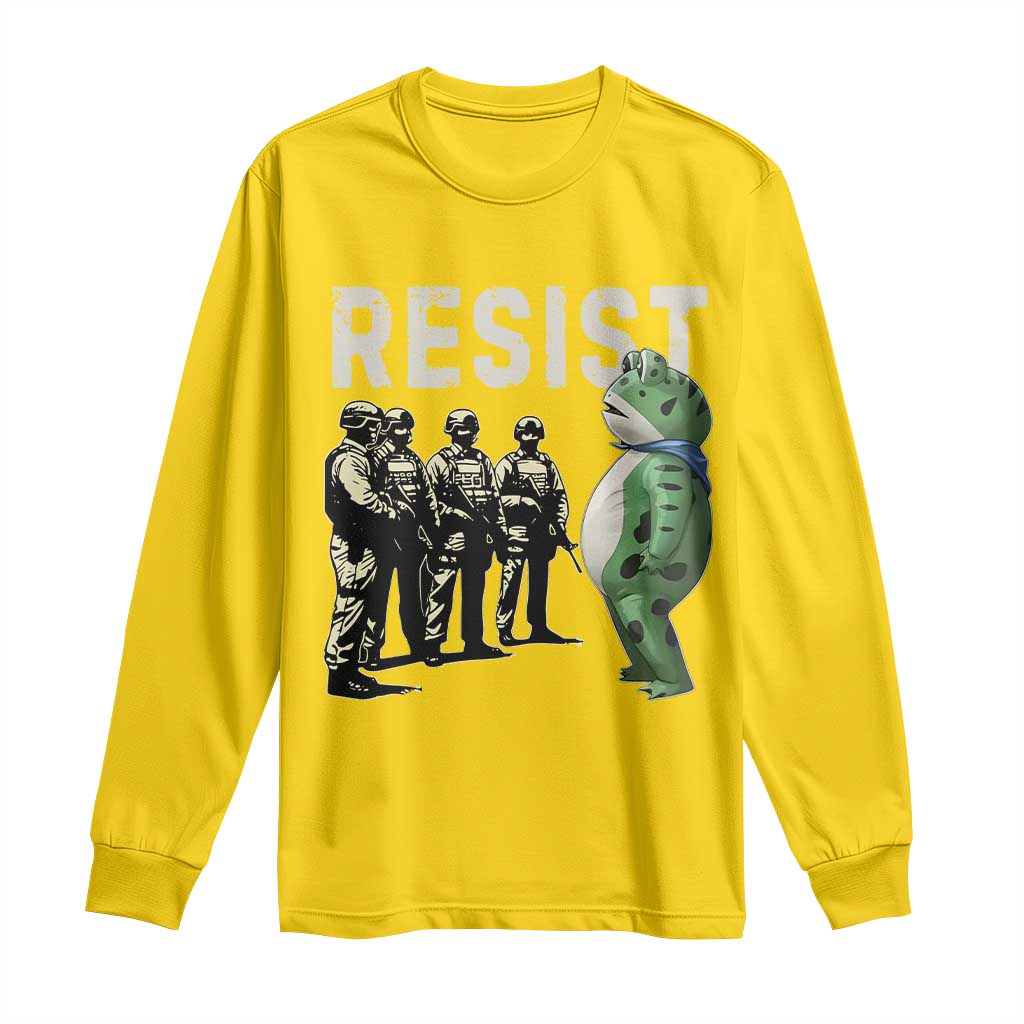 Resist Frog Long Sleeve Shirt Inflatable Animal Protest Free Portland - Wonder Print Shop
