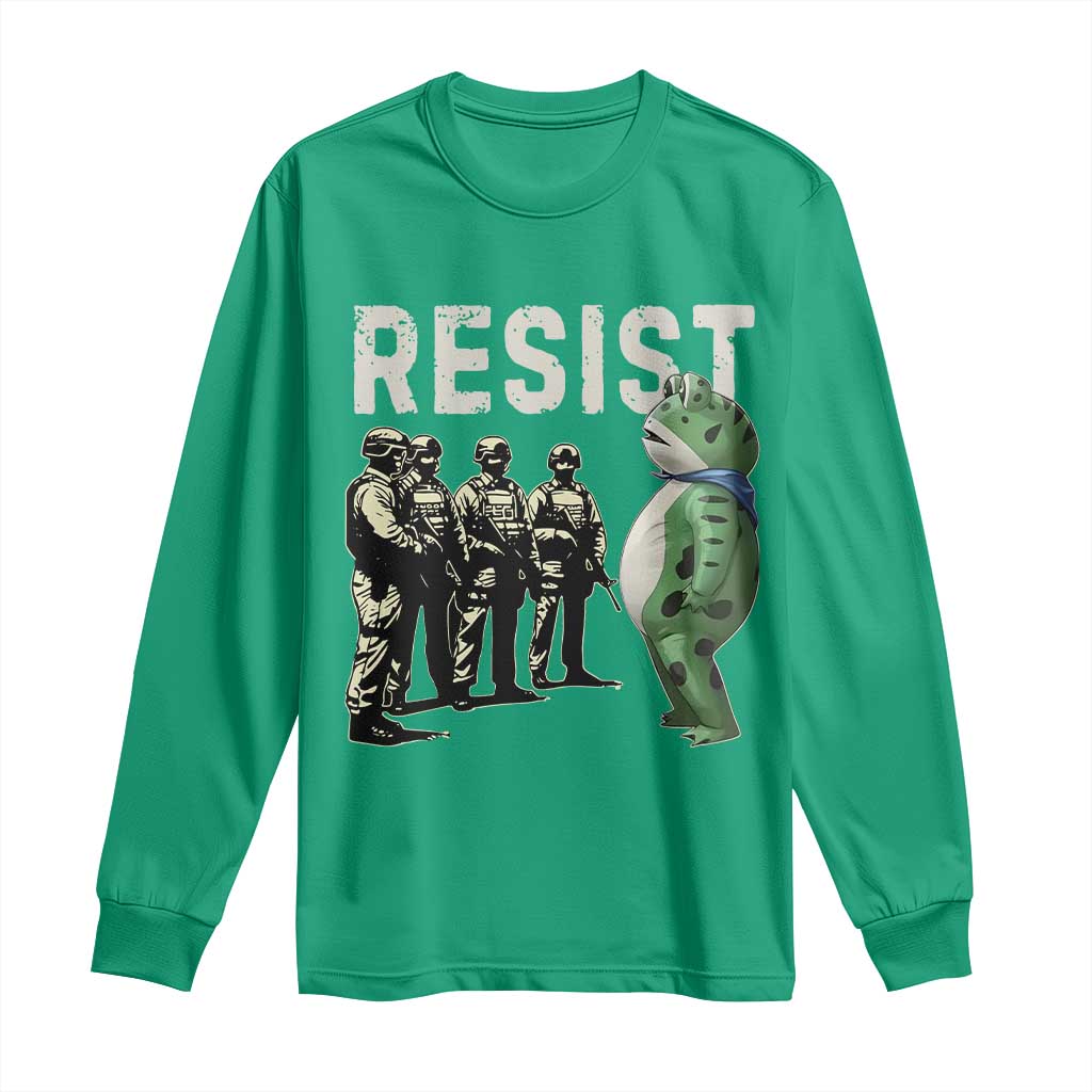 Resist Frog Long Sleeve Shirt Inflatable Animal Protest Free Portland - Wonder Print Shop