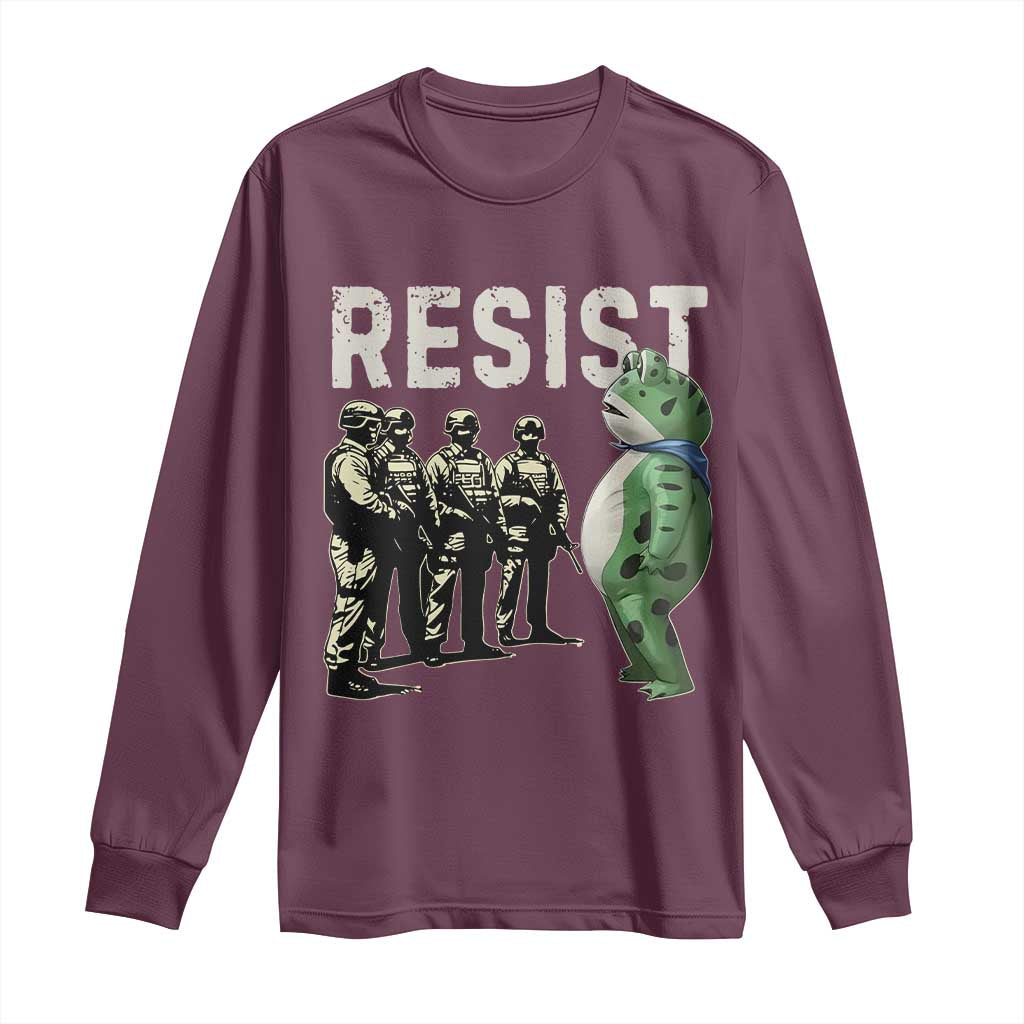 Resist Frog Long Sleeve Shirt Inflatable Animal Protest Free Portland - Wonder Print Shop