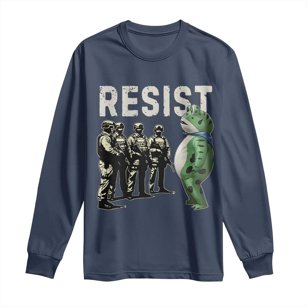 Resist Frog Long Sleeve Shirt Inflatable Animal Protest Free Portland - Wonder Print Shop