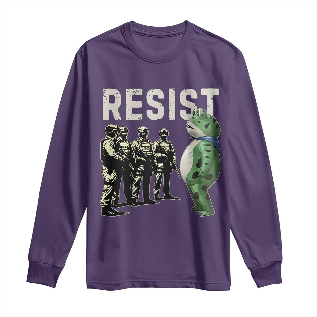 Resist Frog Long Sleeve Shirt Inflatable Animal Protest Free Portland - Wonder Print Shop