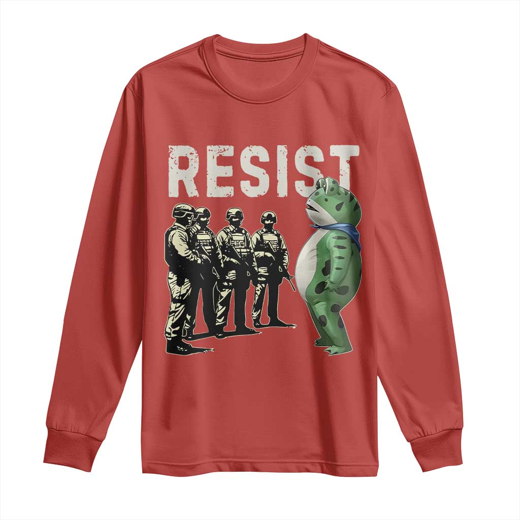Resist Frog Long Sleeve Shirt Inflatable Animal Protest Free Portland - Wonder Print Shop