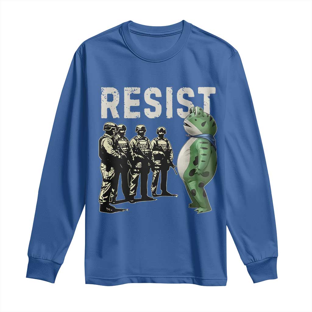Resist Frog Long Sleeve Shirt Inflatable Animal Protest Free Portland - Wonder Print Shop