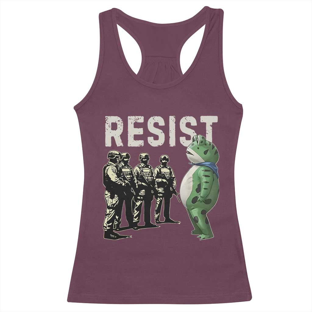 Resist Frog Racerback Tank Top Inflatable Animal Protest Free Portland - Wonder Print Shop