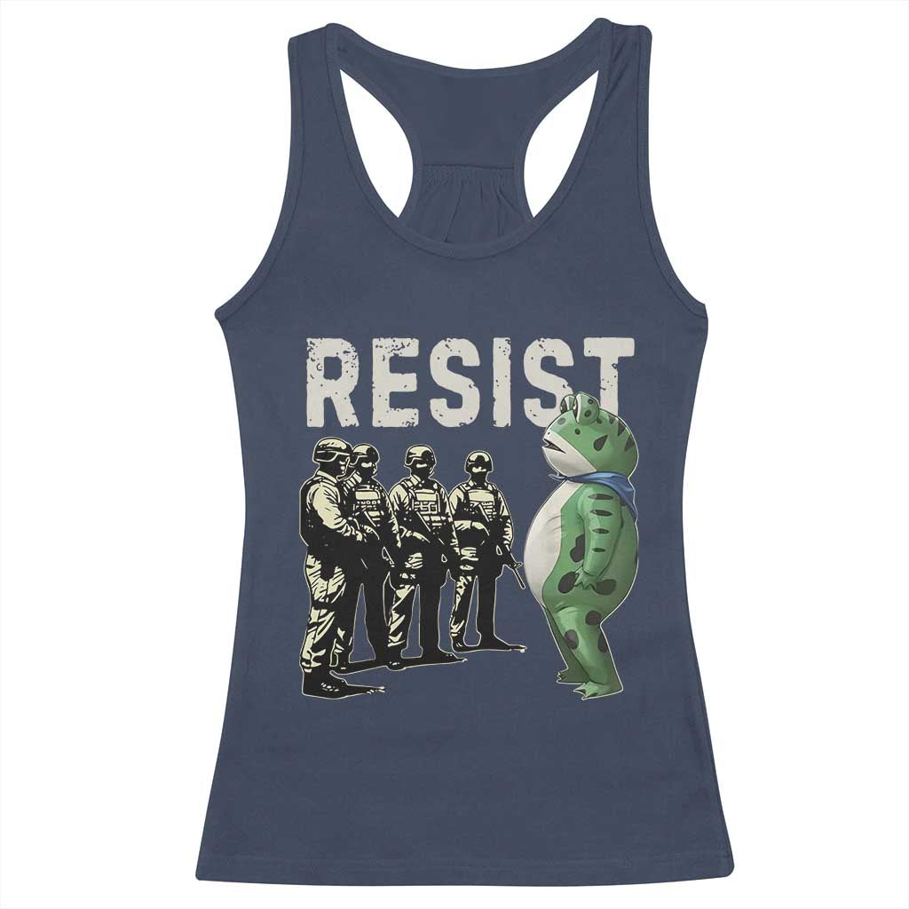 Resist Frog Racerback Tank Top Inflatable Animal Protest Free Portland - Wonder Print Shop