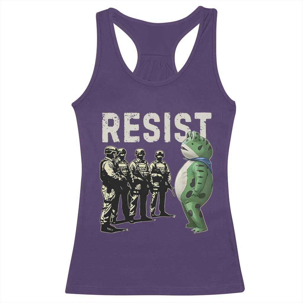 Resist Frog Racerback Tank Top Inflatable Animal Protest Free Portland - Wonder Print Shop