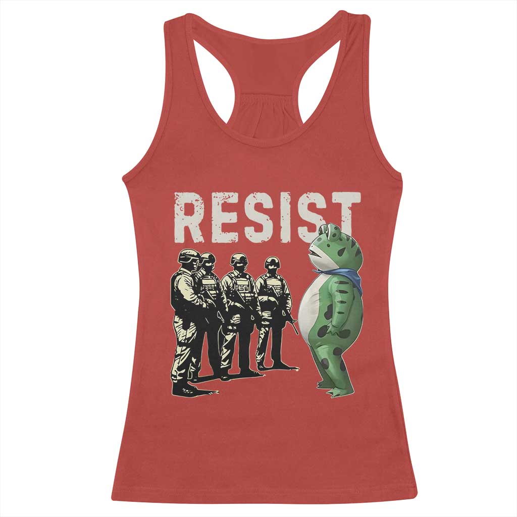 Resist Frog Racerback Tank Top Inflatable Animal Protest Free Portland - Wonder Print Shop