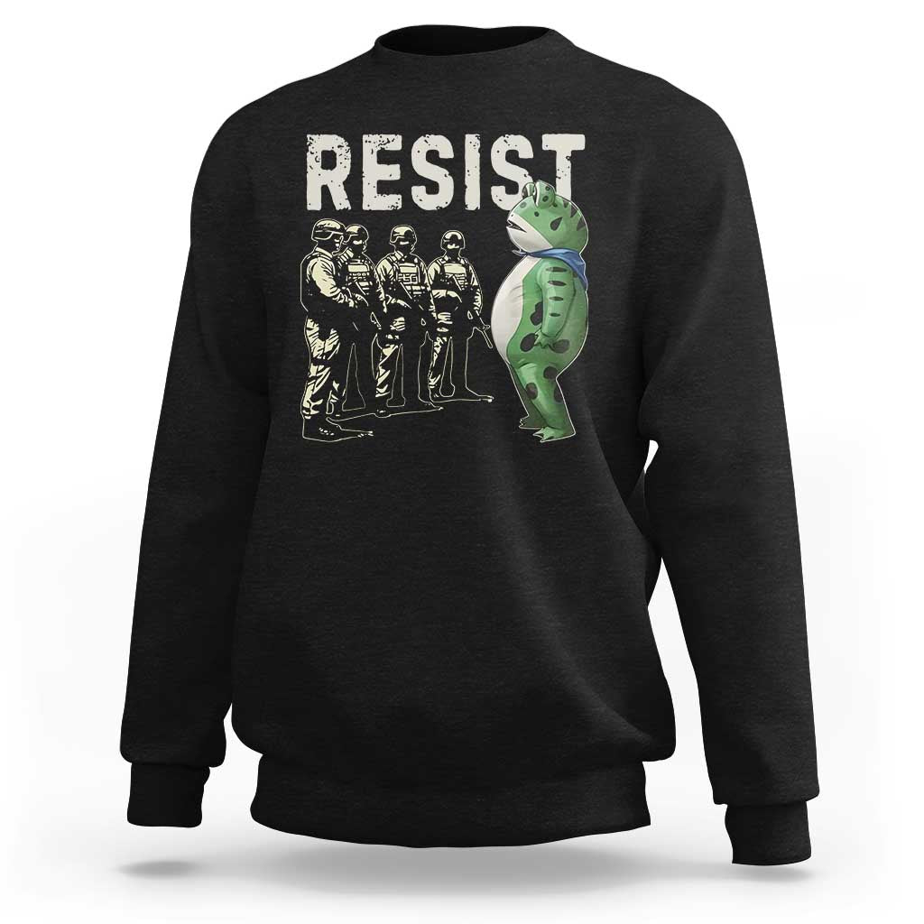Resist Frog Sweatshirt Inflatable Animal Protest Free Portland - Wonder Print Shop