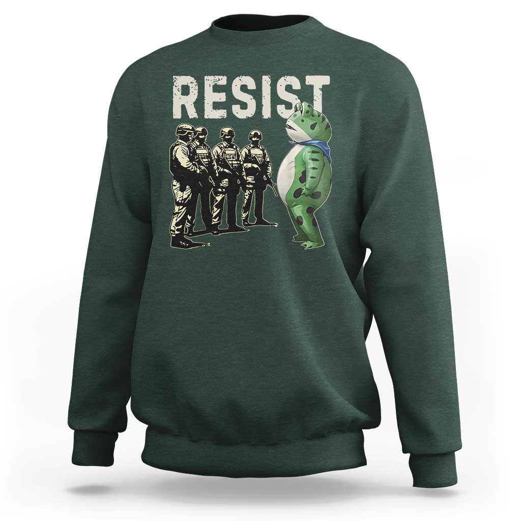 Resist Frog Sweatshirt Inflatable Animal Protest Free Portland - Wonder Print Shop