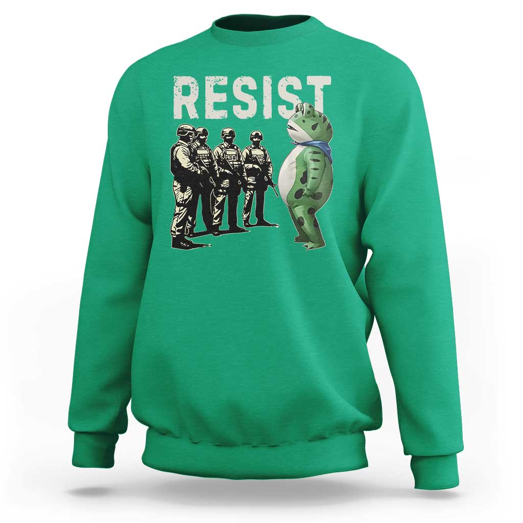 Resist Frog Sweatshirt Inflatable Animal Protest Free Portland - Wonder Print Shop