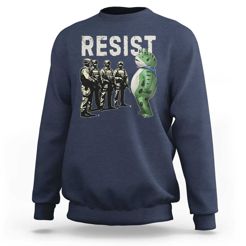 Resist Frog Sweatshirt Inflatable Animal Protest Free Portland - Wonder Print Shop