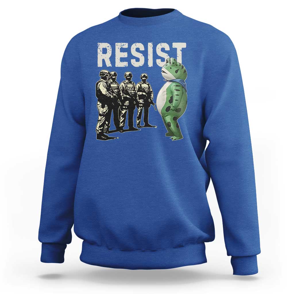 Resist Frog Sweatshirt Inflatable Animal Protest Free Portland - Wonder Print Shop