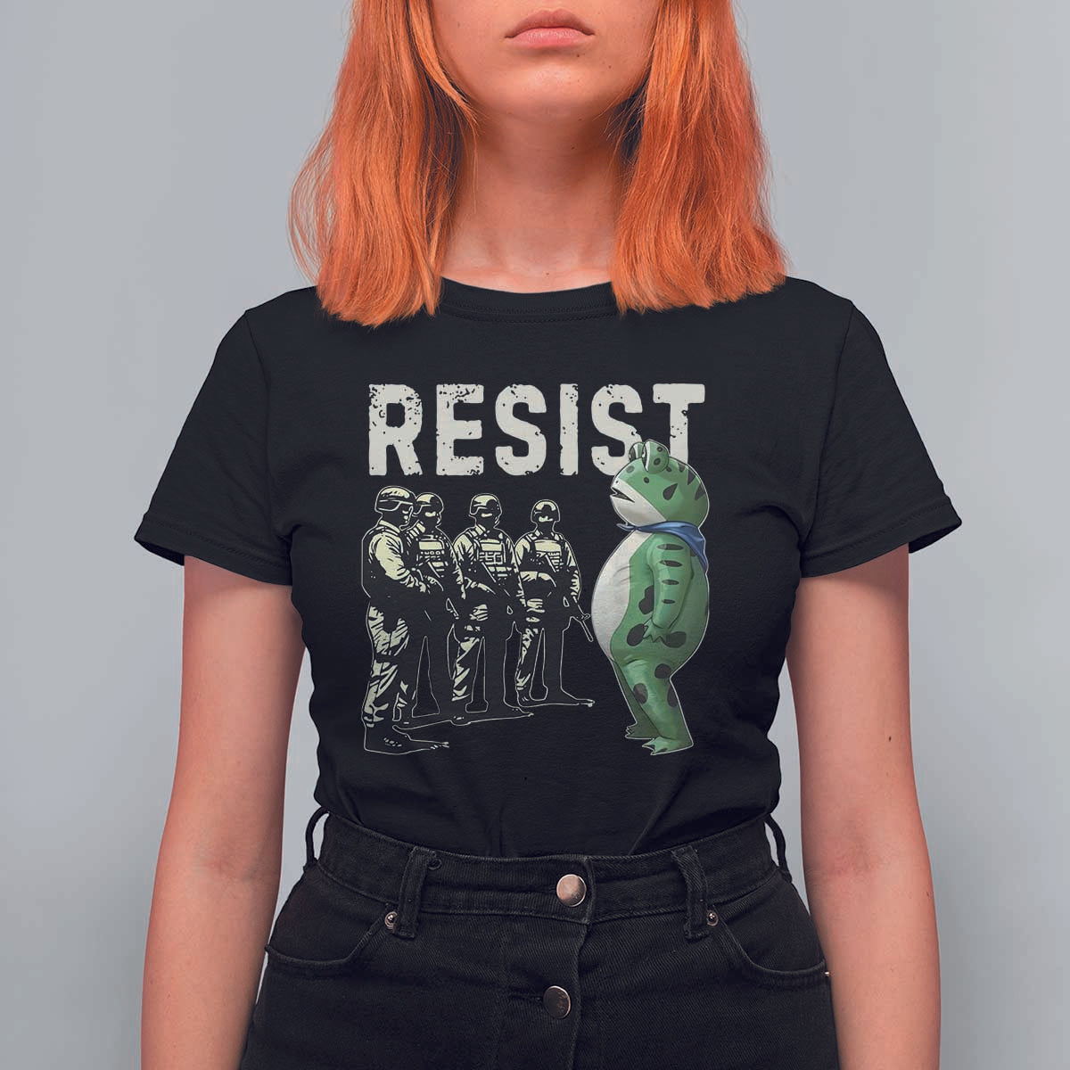 Resist Frog T Shirt For Women Inflatable Animal Protest Free Portland - Wonder Print Shop