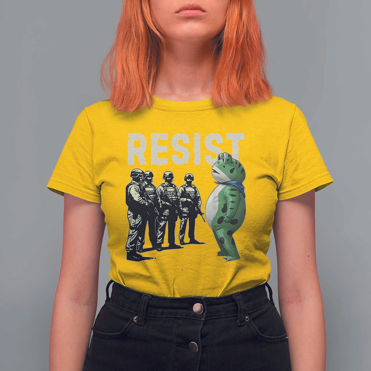 Resist Frog T Shirt For Women Inflatable Animal Protest Free Portland - Wonder Print Shop