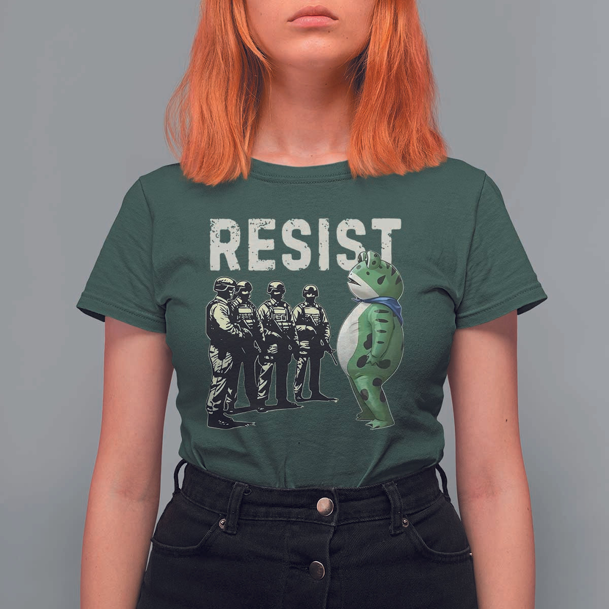 Resist Frog T Shirt For Women Inflatable Animal Protest Free Portland - Wonder Print Shop