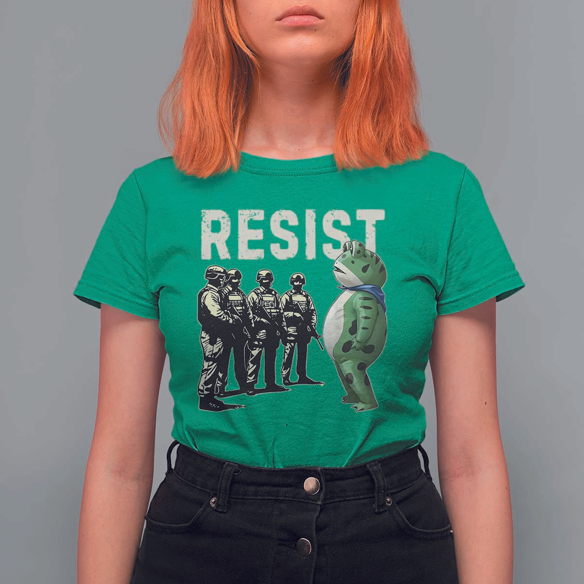 Resist Frog T Shirt For Women Inflatable Animal Protest Free Portland - Wonder Print Shop