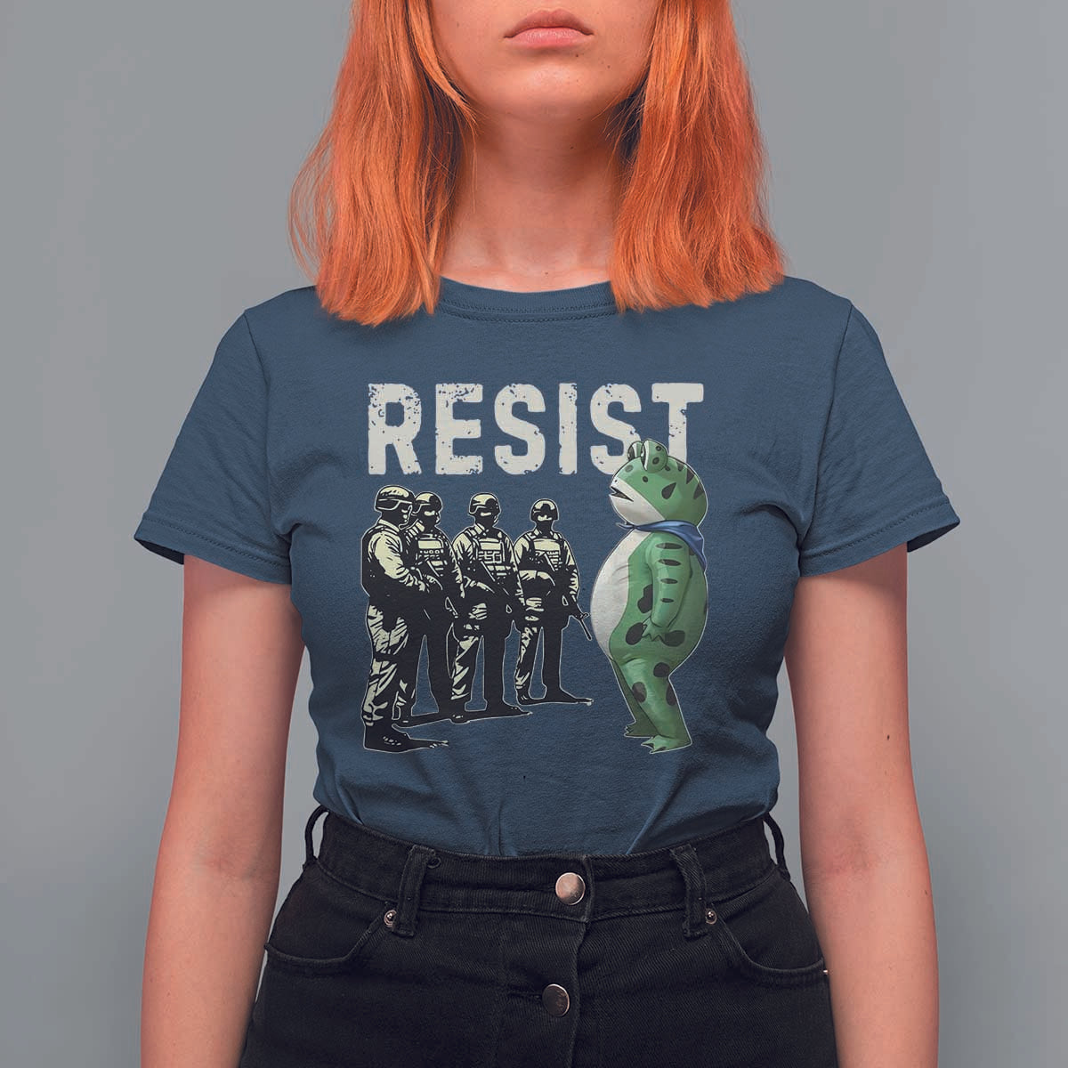 Resist Frog T Shirt For Women Inflatable Animal Protest Free Portland - Wonder Print Shop