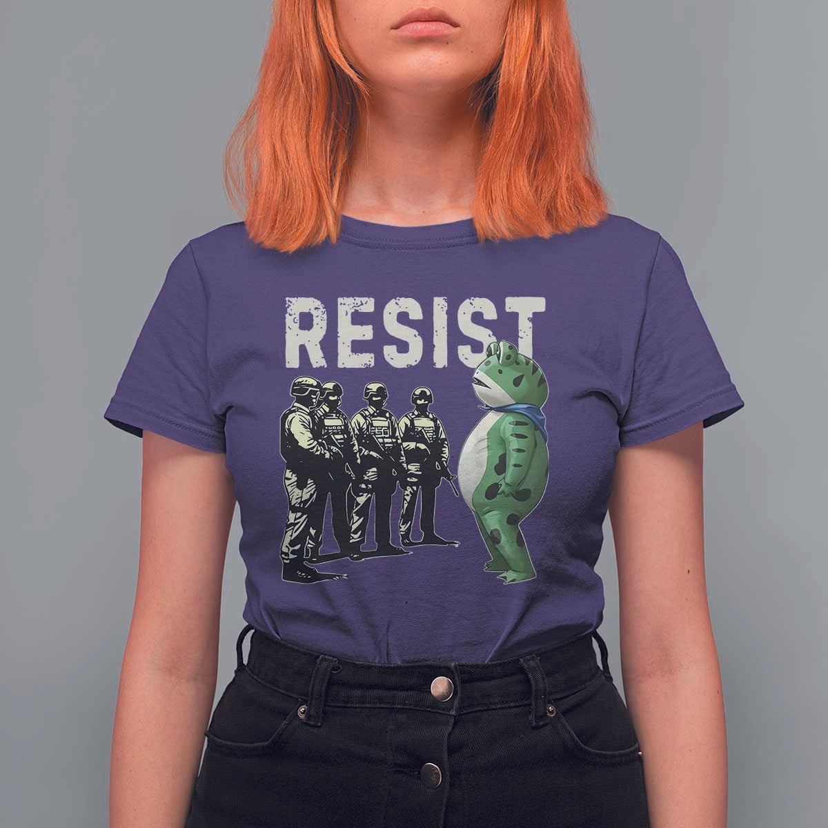 Resist Frog T Shirt For Women Inflatable Animal Protest Free Portland - Wonder Print Shop