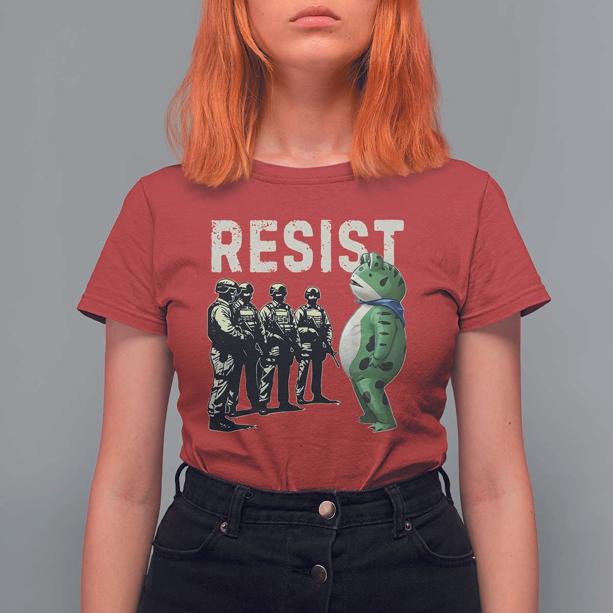 Resist Frog T Shirt For Women Inflatable Animal Protest Free Portland - Wonder Print Shop