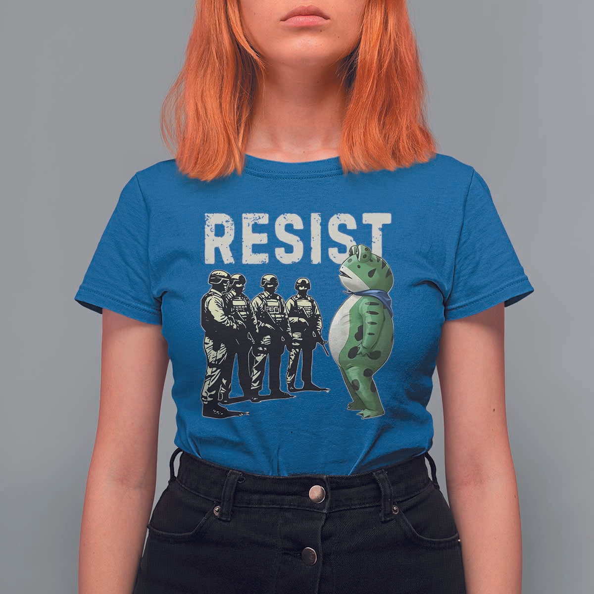 Resist Frog T Shirt For Women Inflatable Animal Protest Free Portland - Wonder Print Shop