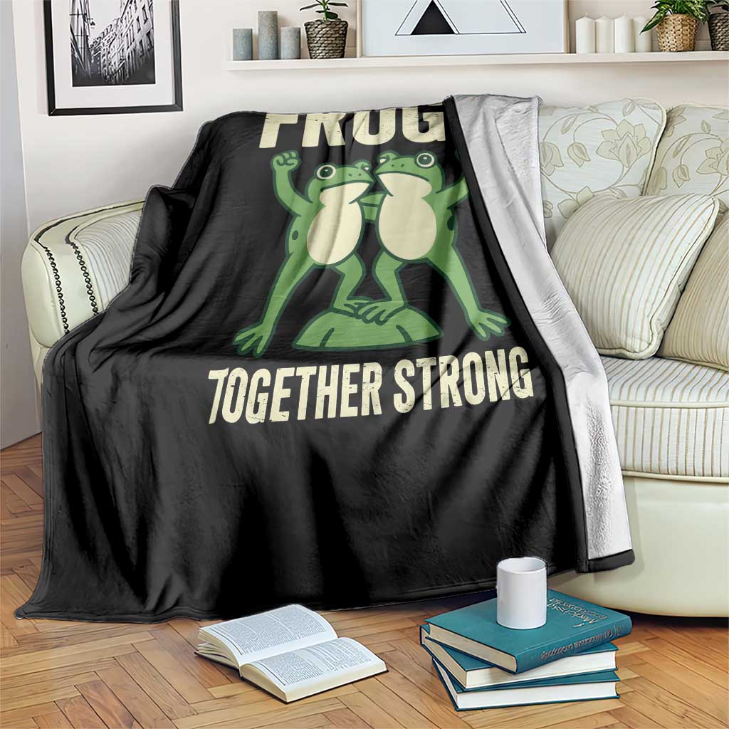 Frogs Together Strong Throw Blanket Portland Frog Protest United We Ribbit - undefined