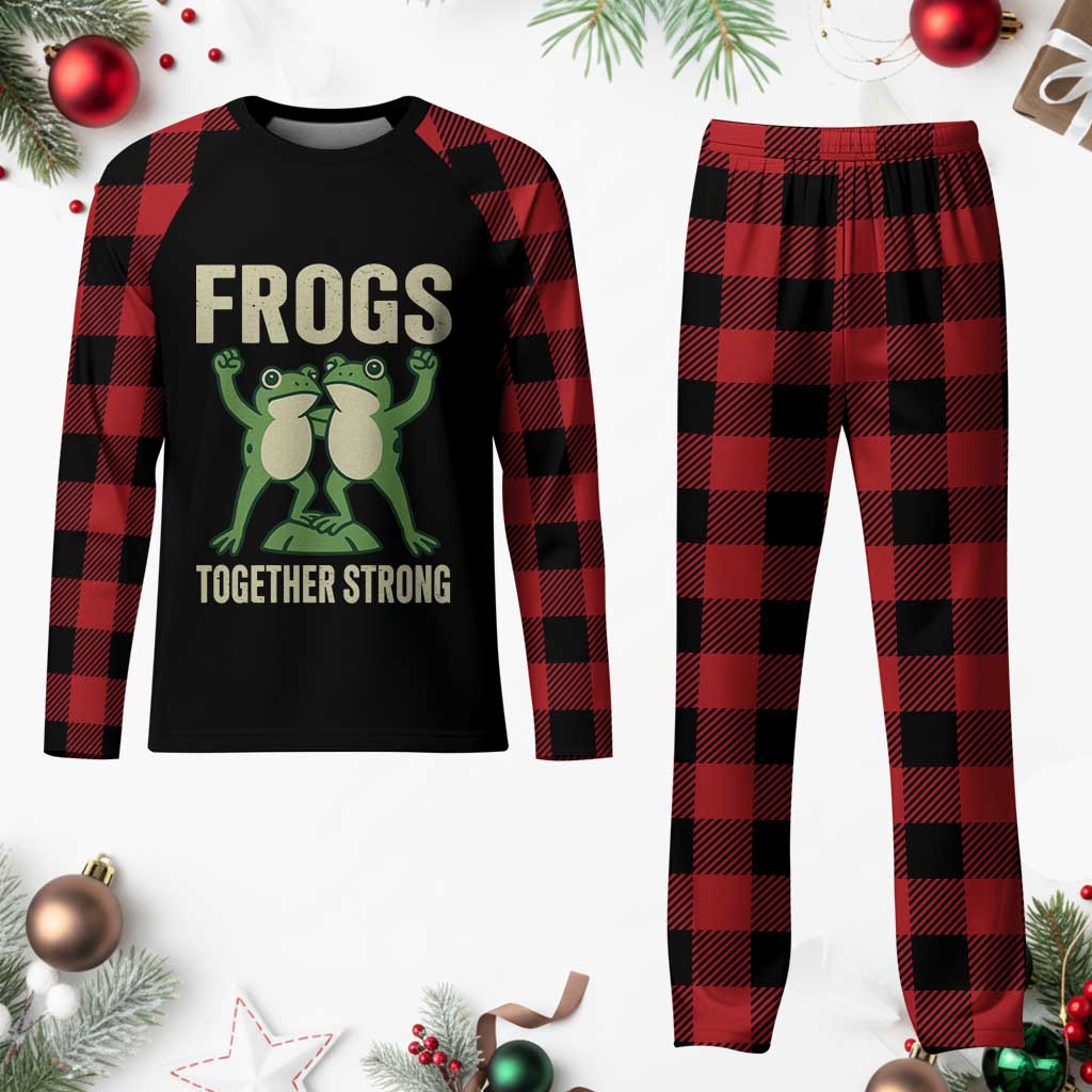 Frogs Together Strong Plaid Pajama Set Portland Frog Protest United We Ribbit - Wonder Print Shop