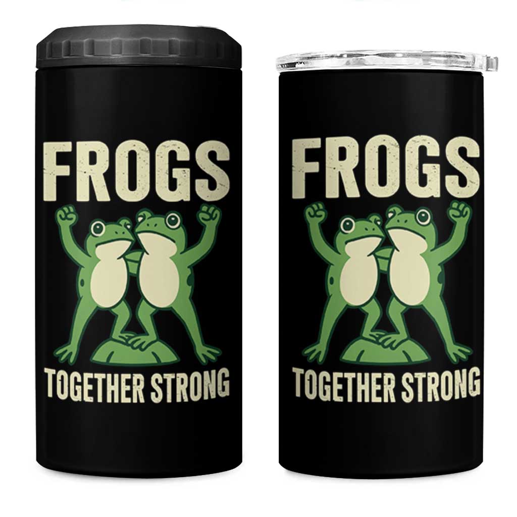 Frogs Together Strong 4 in 1 Can Cooler Tumbler Portland Frog Protest United We Ribbit - Wonder Print Shop