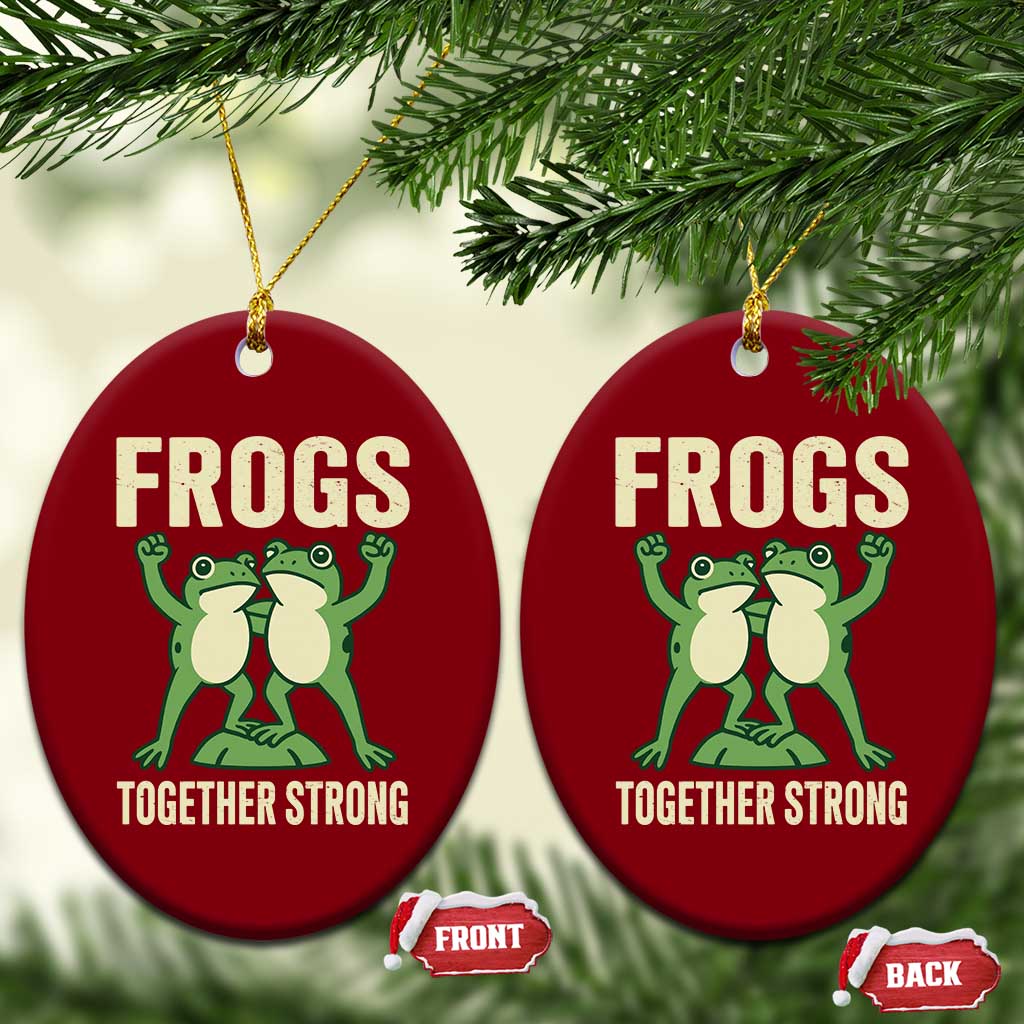 Frogs Together Strong Ceramic Ornament Portland Frog Protest United We Ribbit - Wonder Print Shop