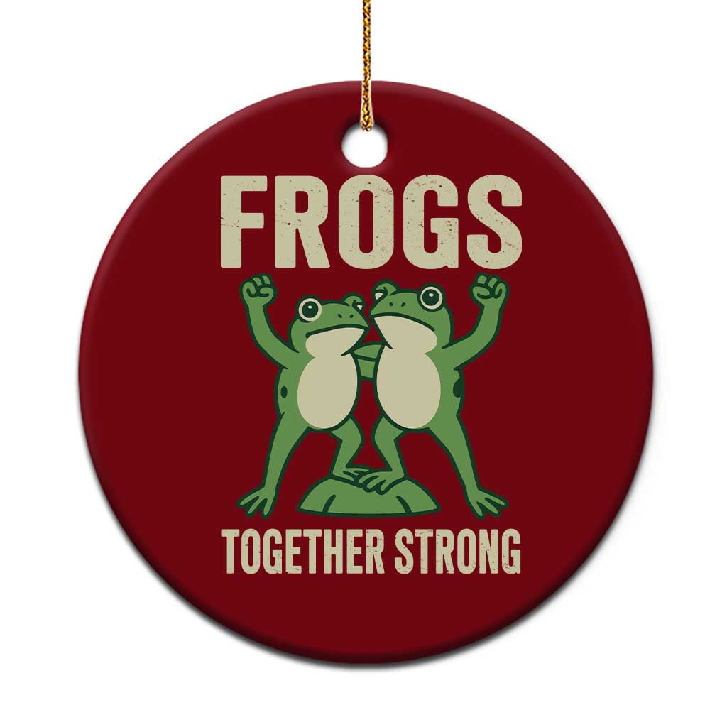 Frogs Together Strong Ceramic Ornament Portland Frog Protest United We Ribbit - Wonder Print Shop