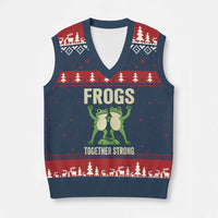 Frogs Together Strong V-Neck Knit Sweater Vest Portland Frog Protest United We Ribbit - Wonder Print Shop