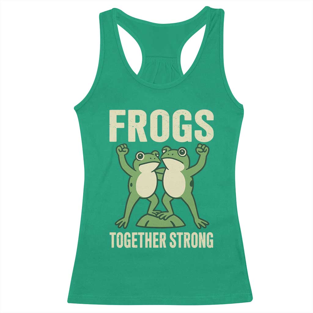 Frogs Together Strong Racerback Tank Top Portland Frog Protest United We Ribbit - Wonder Print Shop
