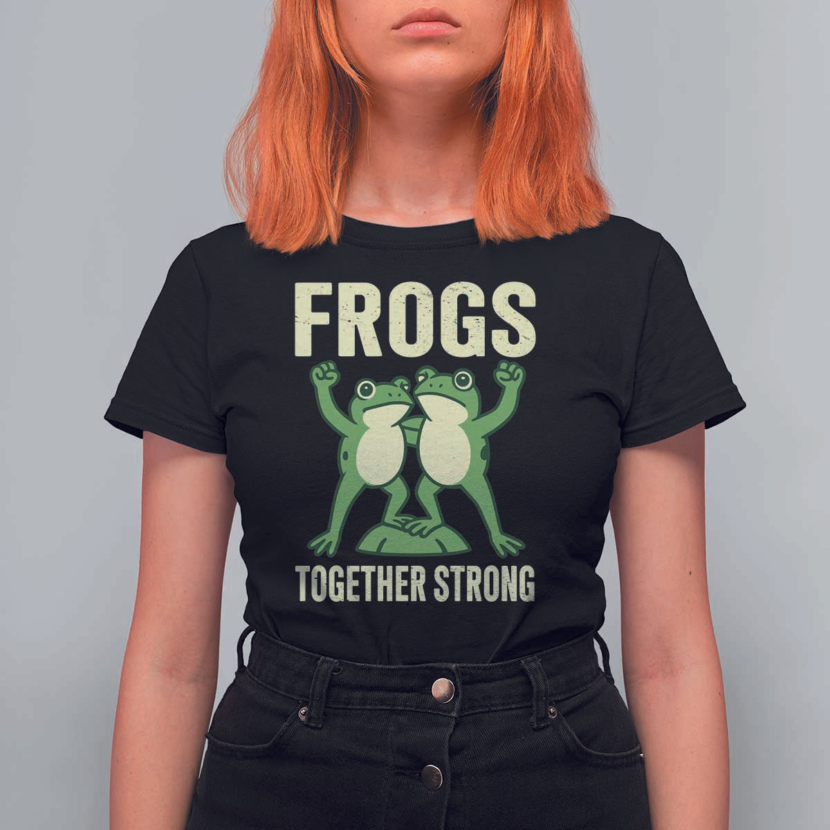 Frogs Together Strong T Shirt For Women Portland Frog Protest United We Ribbit - Wonder Print Shop
