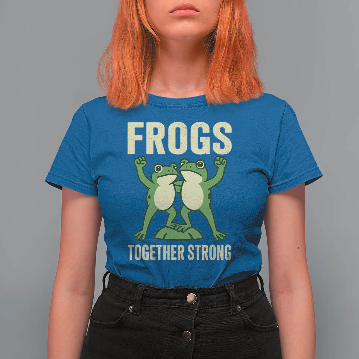 Frogs Together Strong T Shirt For Women Portland Frog Protest United We Ribbit - Wonder Print Shop