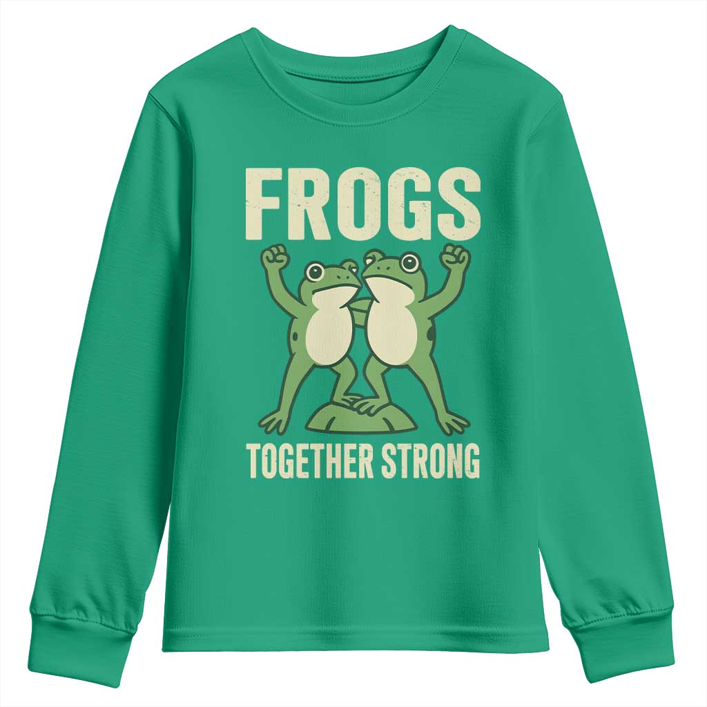 Frogs Together Strong Youth Sweatshirt Portland Frog Protest United We Ribbit - Wonder Print Shop