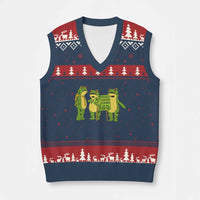 Frogs Together Strong V-Neck Knit Sweater Vest Portland Frog Resist Protest - Wonder Print Shop