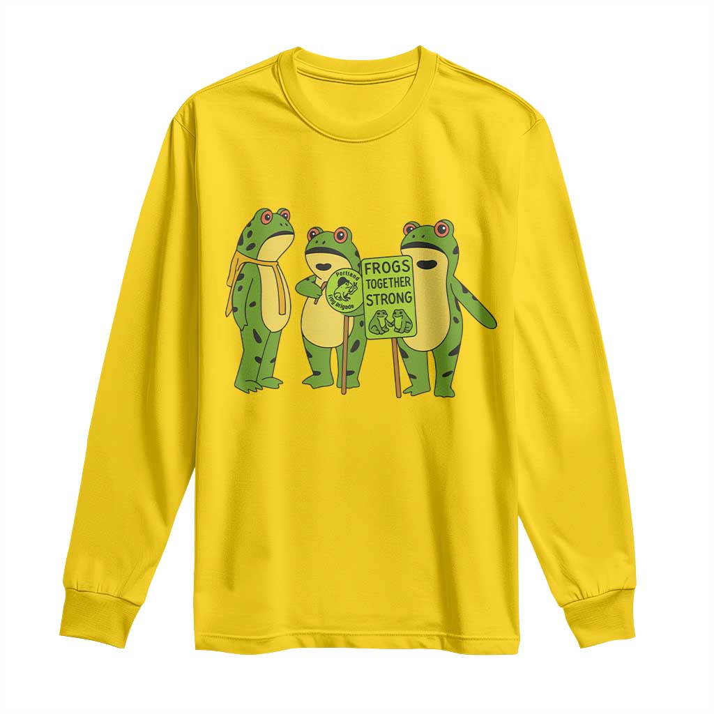 Frogs Together Strong Long Sleeve Shirt Portland Frog Resist Protest - Wonder Print Shop