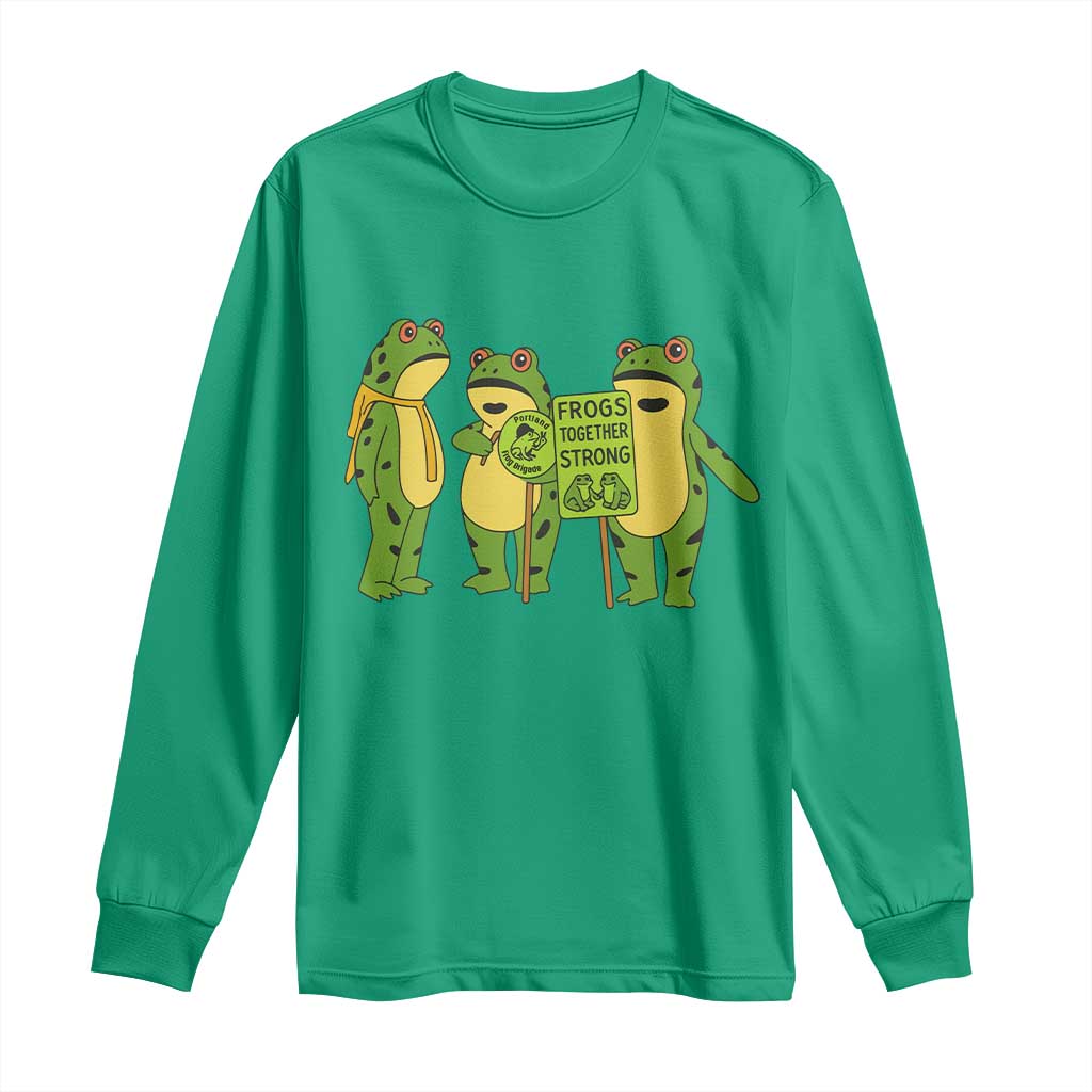 Frogs Together Strong Long Sleeve Shirt Portland Frog Resist Protest - Wonder Print Shop