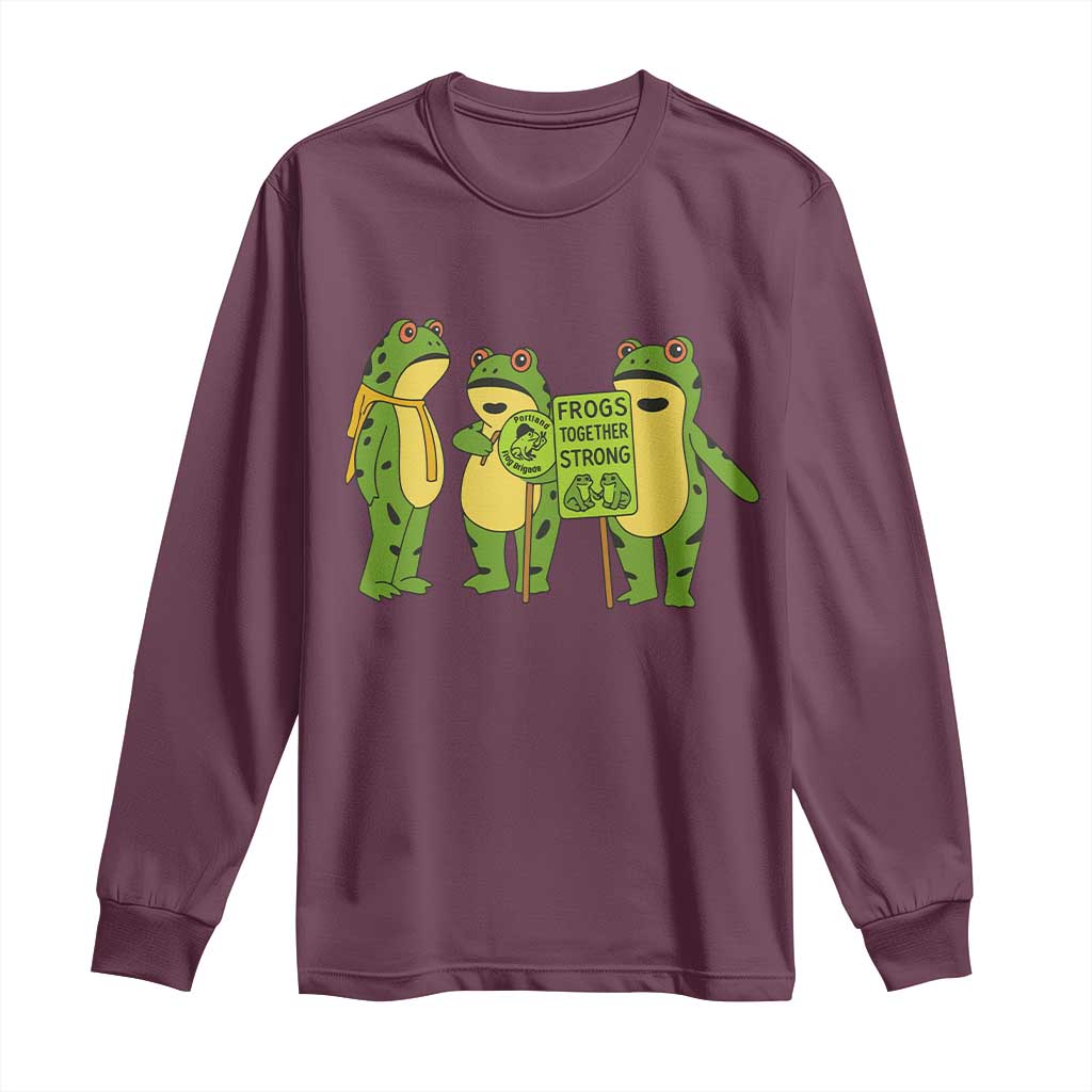 Frogs Together Strong Long Sleeve Shirt Portland Frog Resist Protest - Wonder Print Shop
