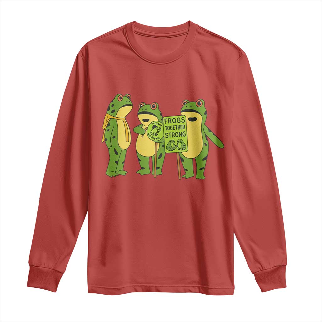 Frogs Together Strong Long Sleeve Shirt Portland Frog Resist Protest - Wonder Print Shop