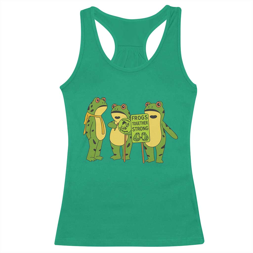 Frogs Together Strong Racerback Tank Top Portland Frog Resist Protest - Wonder Print Shop
