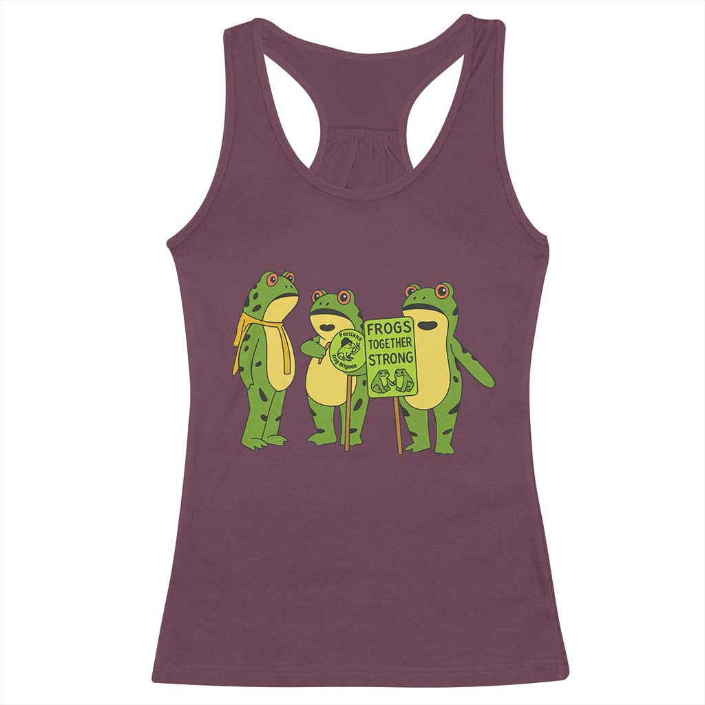 Frogs Together Strong Racerback Tank Top Portland Frog Resist Protest - Wonder Print Shop