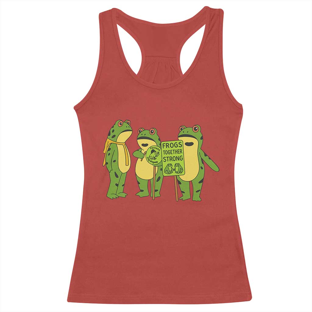 Frogs Together Strong Racerback Tank Top Portland Frog Resist Protest - Wonder Print Shop