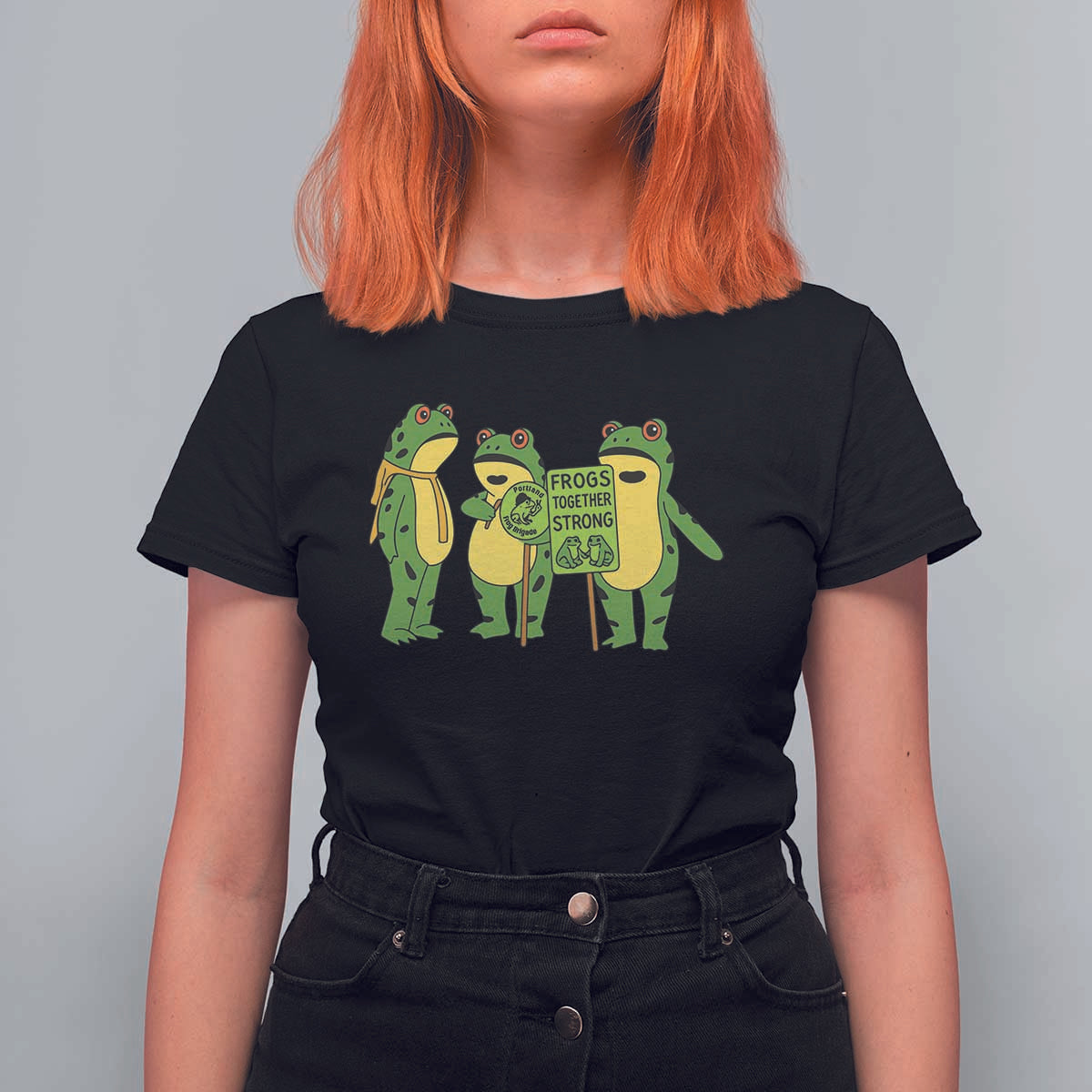 Frogs Together Strong T Shirt For Women Portland Frog Resist Protest - Wonder Print Shop
