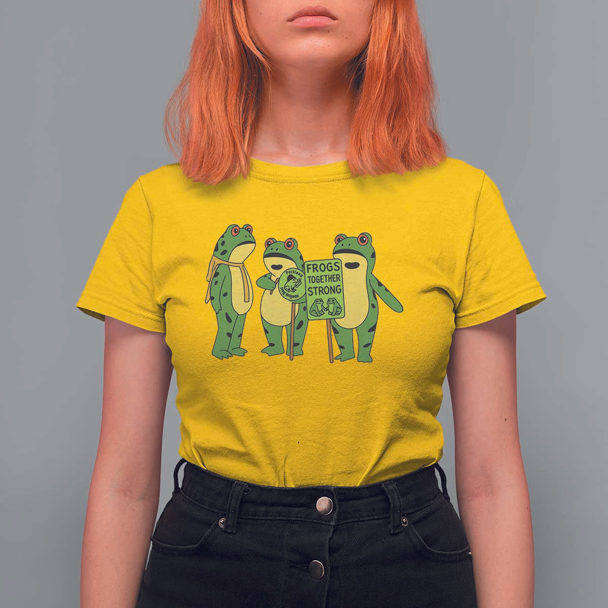 Frogs Together Strong T Shirt For Women Portland Frog Resist Protest - Wonder Print Shop